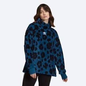 Adidas women’s XS turtleneck BELLISTA jacket blue & black floral print